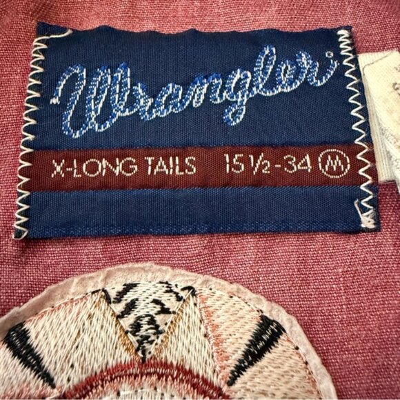 VTG Wrangler Denim Flannel Men’s Medium Shirt Feathers Western Cowboy Rodeo Gift - Picture 2 of 12